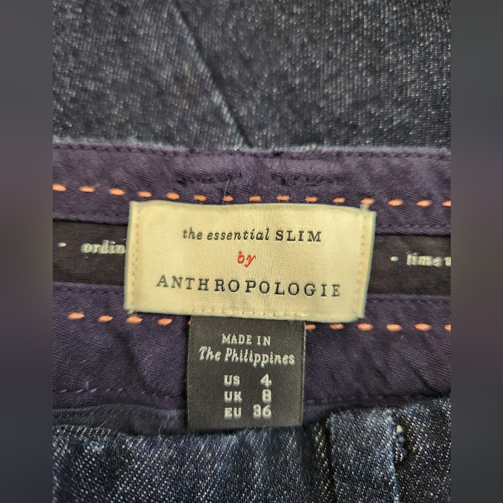 Anthropologie The Essential Slim Dark Wash Crop Jeans Size 4 - Picture 3 of 4